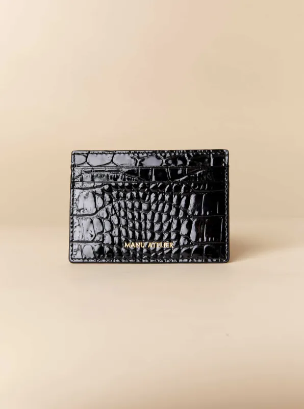 Manu Cardholder Black Croc Embossed sold by Manu Atelier