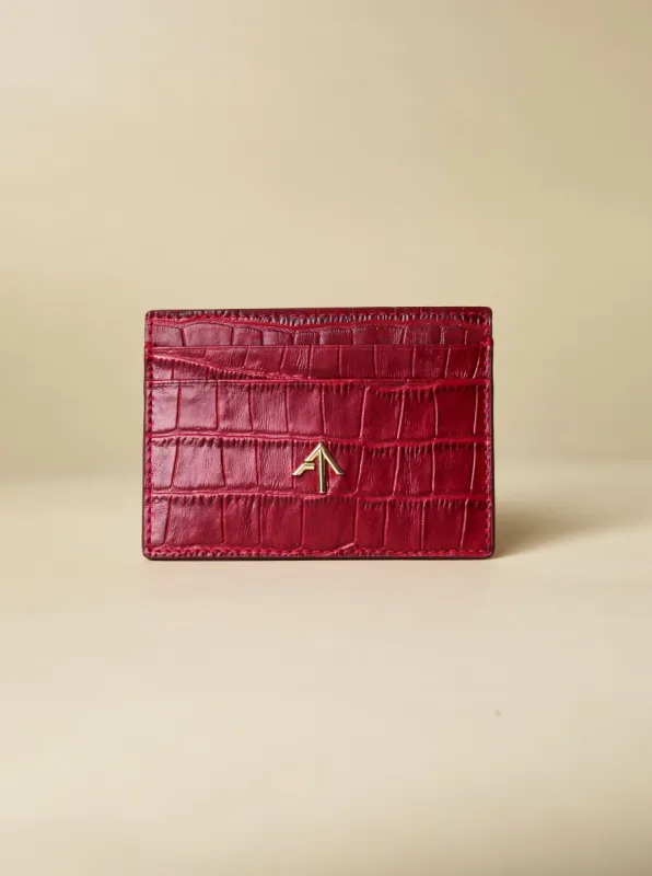 Manu Cardholder Dark Red Croc sold by Manu Atelier