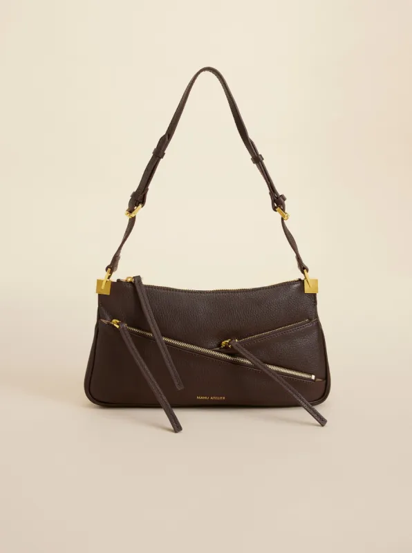 Three Zipped Baguette Deep Brown sold by Manu Atelier