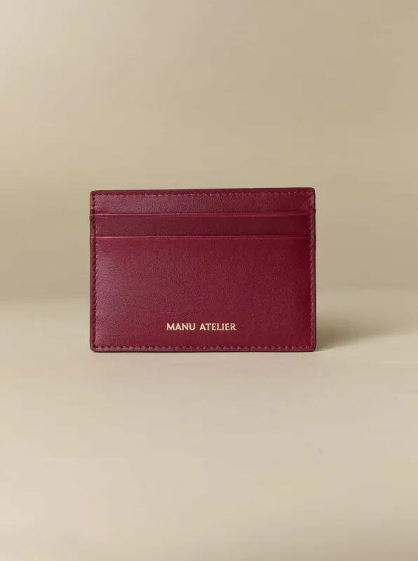 Manu Cardholder Dark Red Gold Embossed Soft sold by Manu Atelier