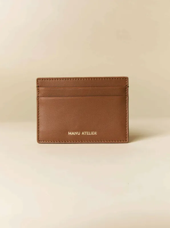 Manu Cardholder Walnut Gold Embossed Soft sold by Manu Atelier