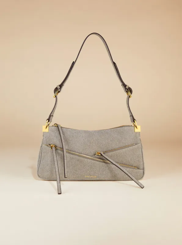 Three Zipped Baguette Gray Denim sold by Manu Atelier