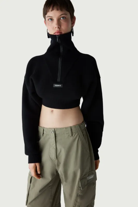 Half-Zip Boxy Cropped Sweater sold by Coperni Paris