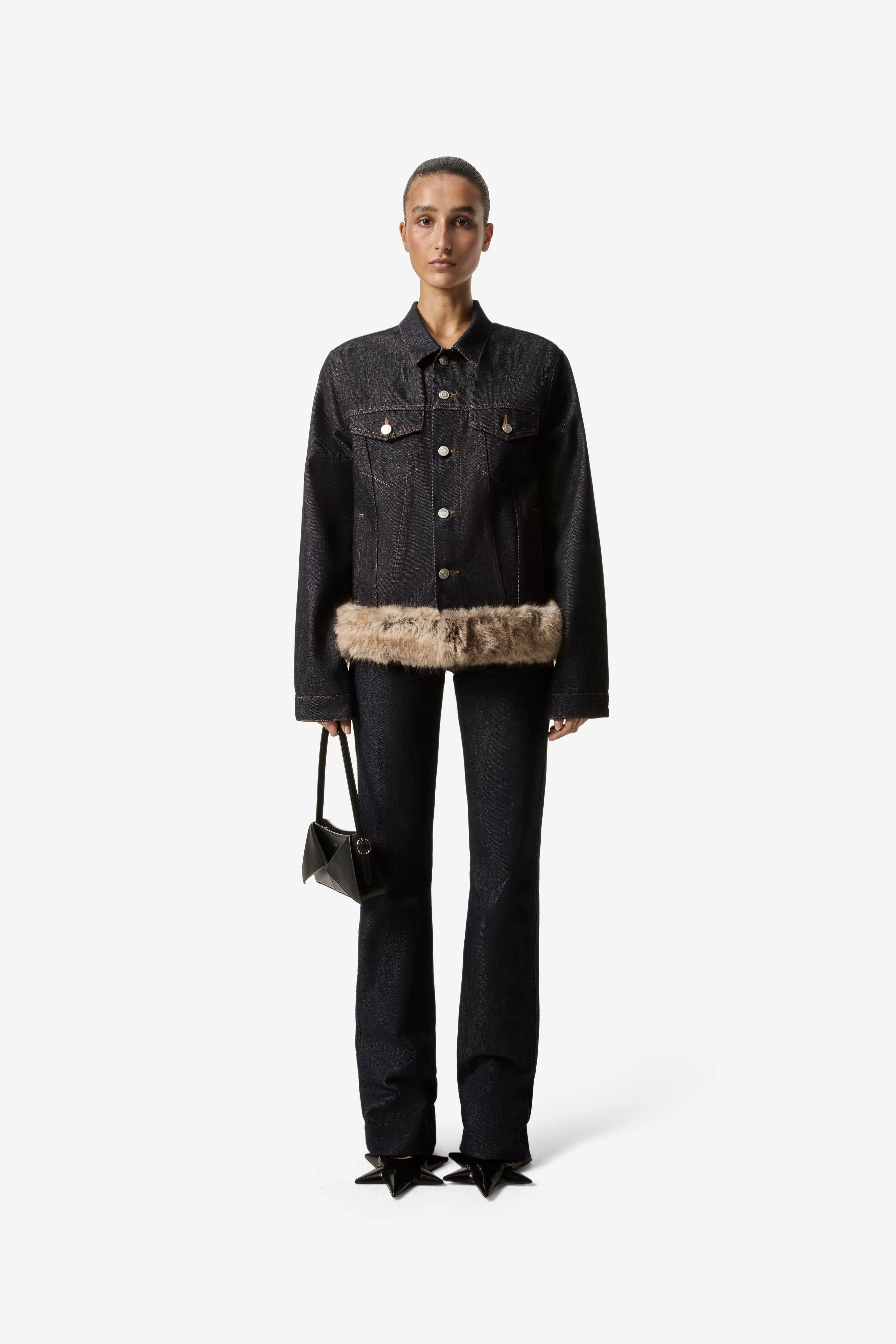 Faux Fur Hem Denim Jacket sold by Coperni Paris product image thumbnail 2