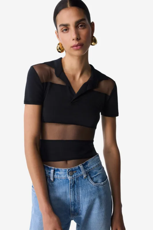 Striped Sheer Polo Top sold by Coperni Paris