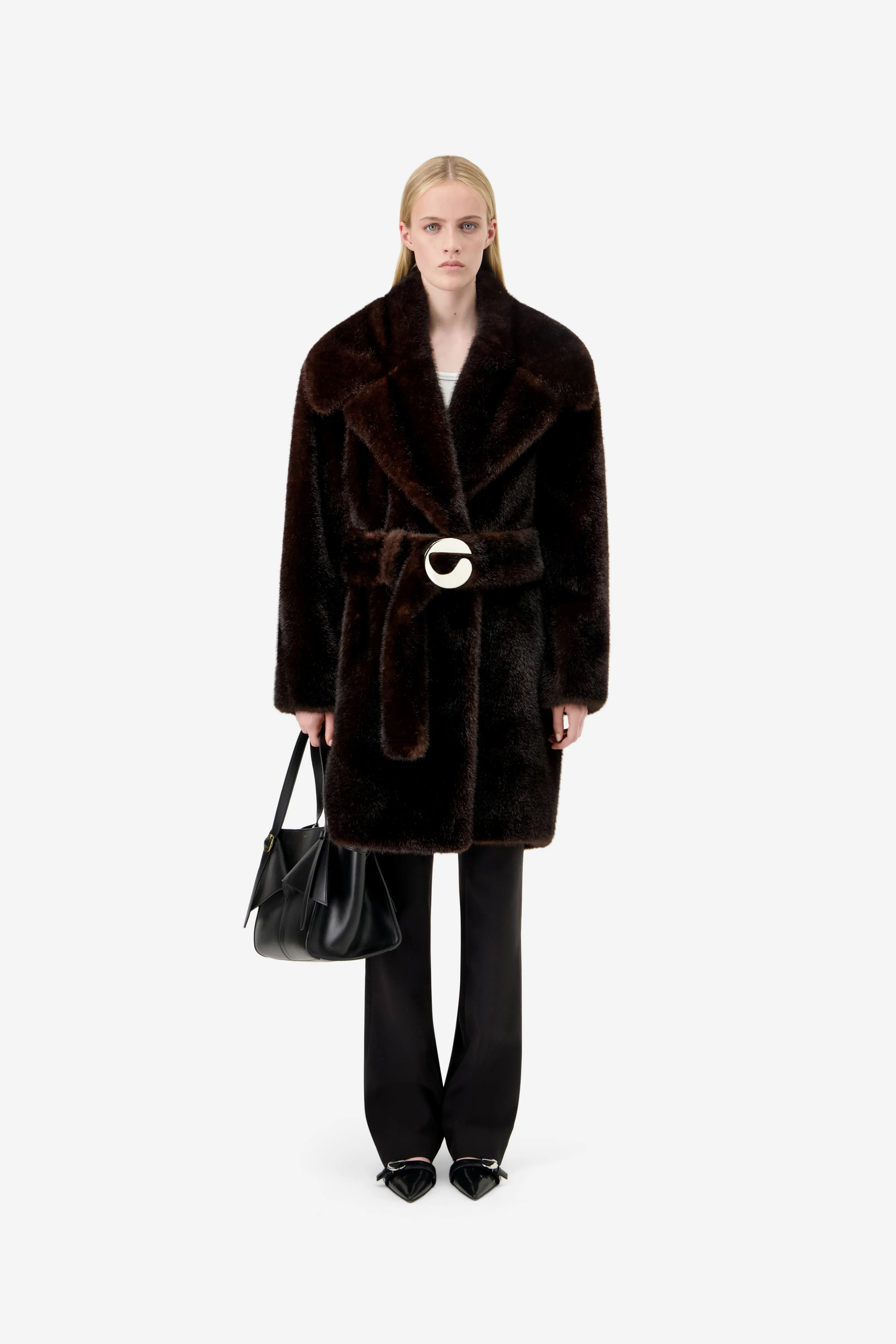 Faux Fur Belted Coat sold by Coperni Paris product image thumbnail 2