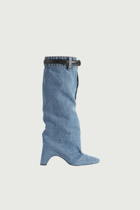Denim Open Knee Bridge Boot sold by Coperni Paris