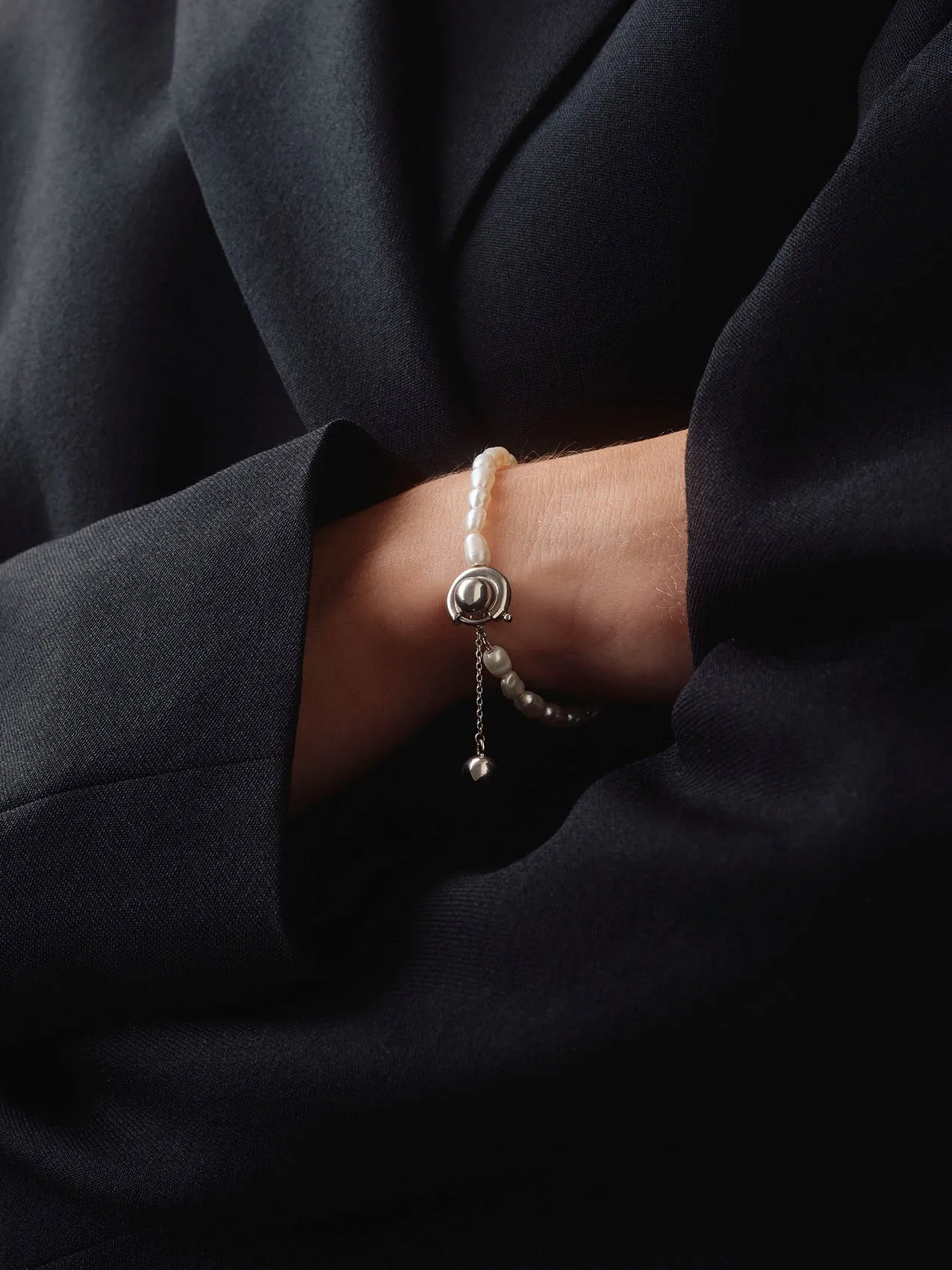 Seth Pearl and Palladium-Plated Bracelet sold by Aeyde product image thumbnail 4