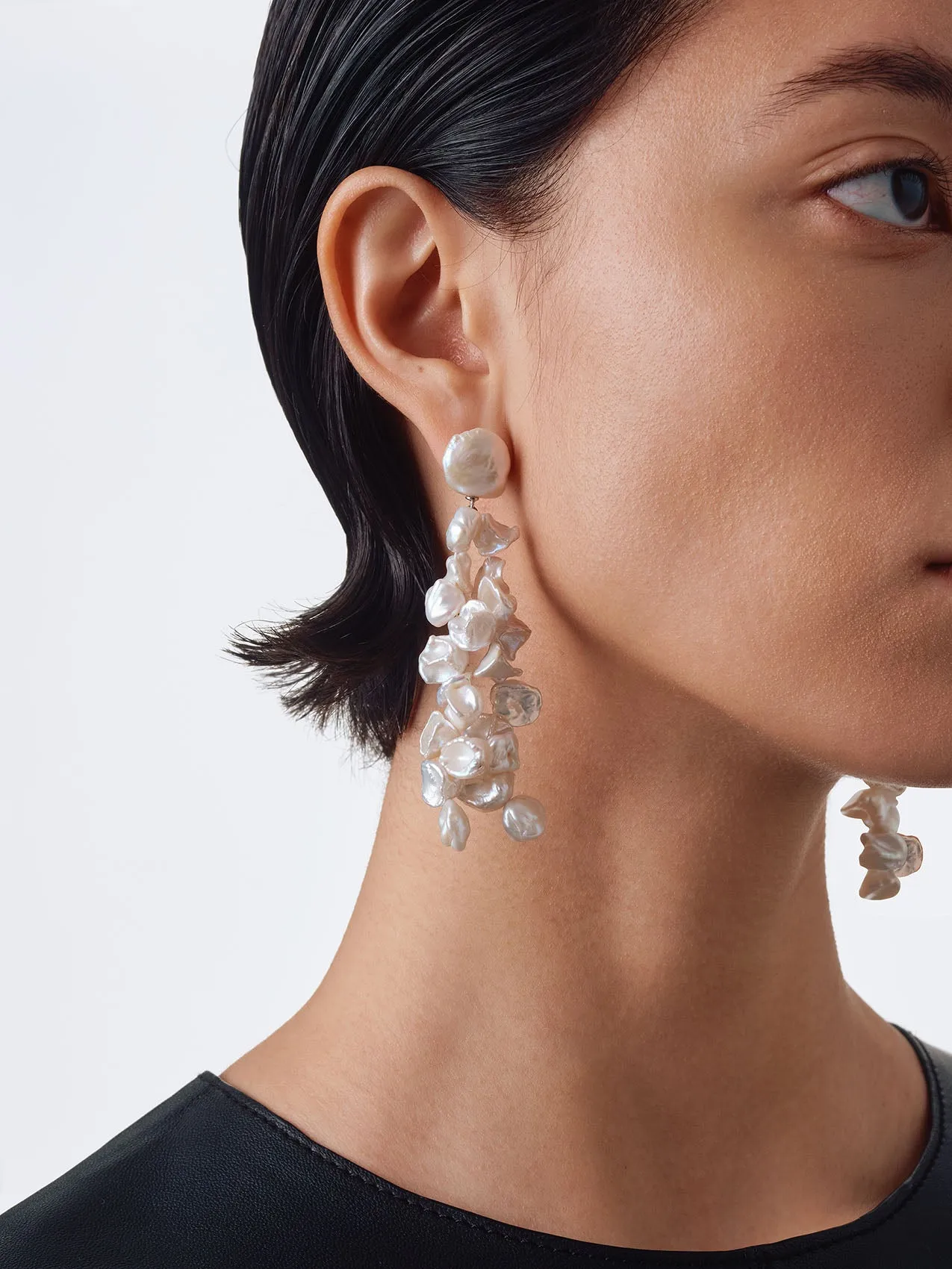 Rudi Pearl and Palladium-Plated Drop Earrings sold by Aeyde product image thumbnail 4