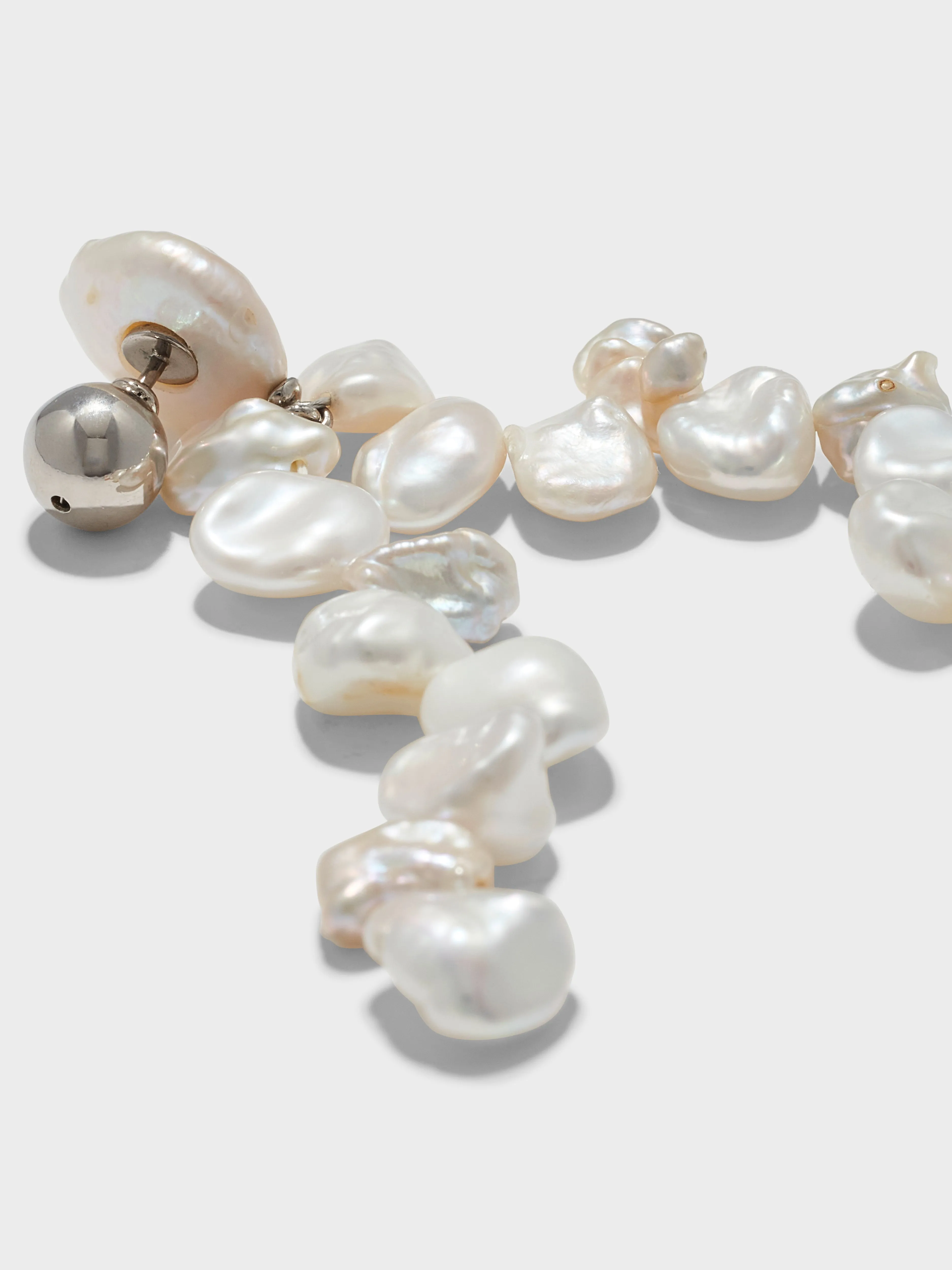 Rudi Pearl and Palladium-Plated Drop Earrings sold by Aeyde product image thumbnail 3