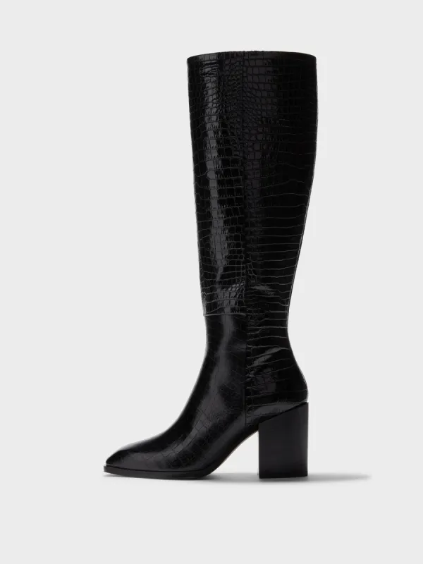 Teresa Leather Knee-High Boots sold by Aeyde
