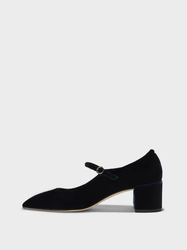 Aline Velvet Mary-Jane Pumps sold by Aeyde