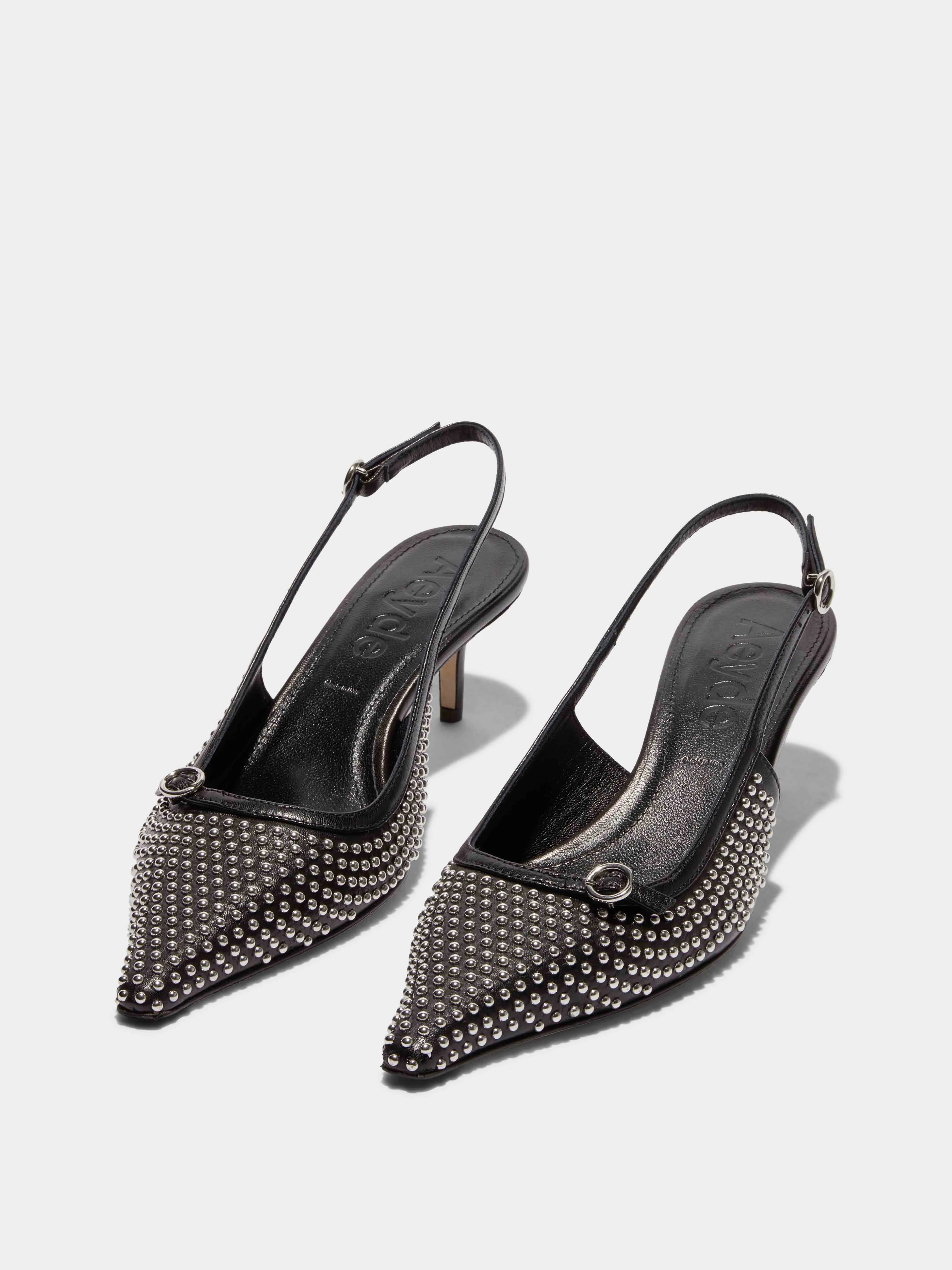 Saba Mini Stud Leather Slingback Pumps sold by Aeyde product image thumbnail 2