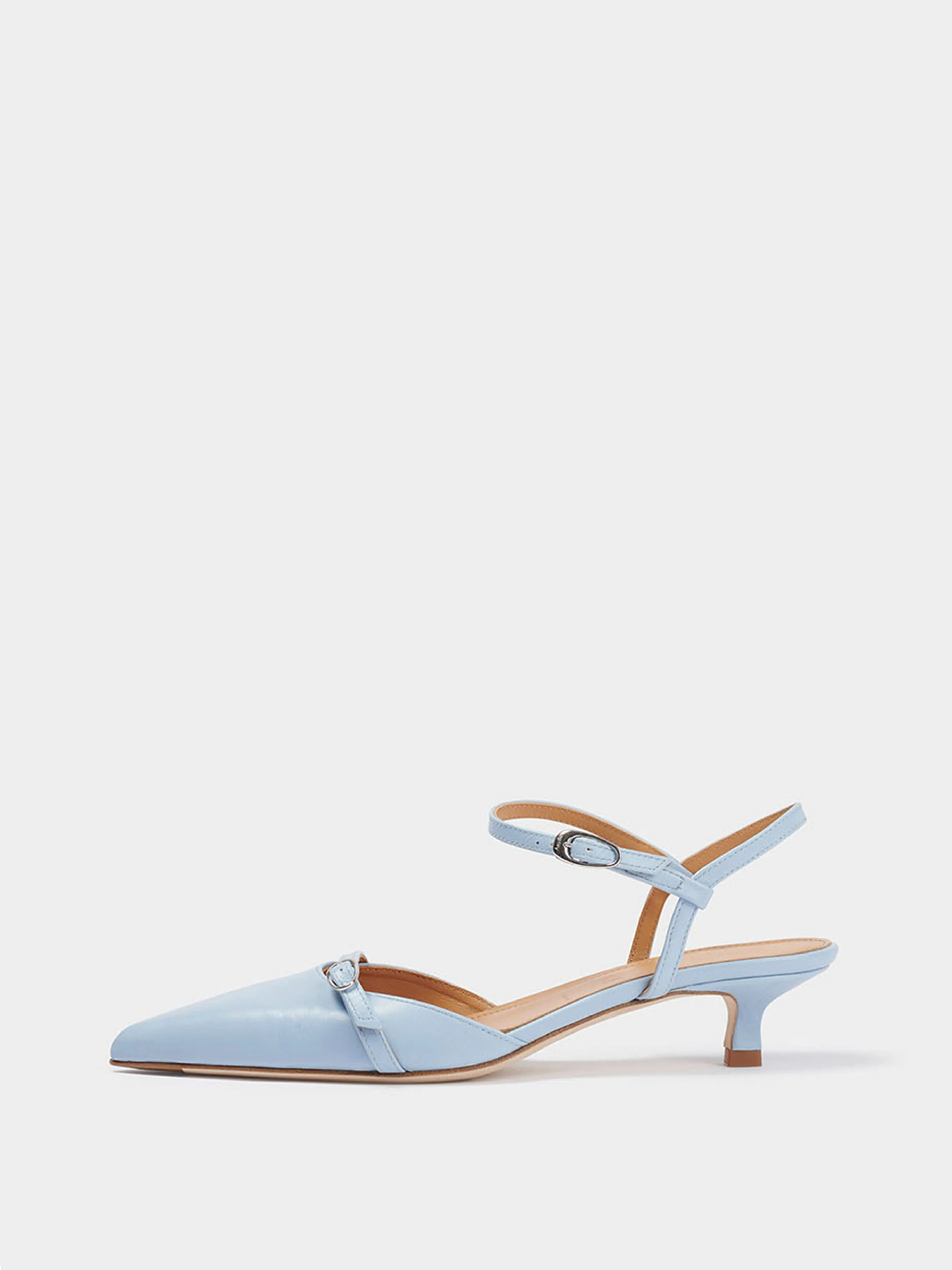 Melia Leather Kitten-Heel Pumps sold by Aeyde