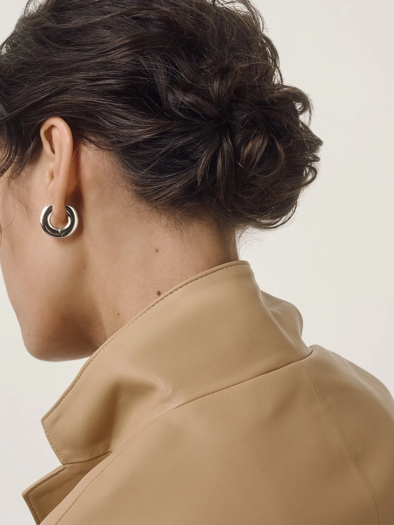 Ada Medium Palladium-Plated Hoop Earrings sold by Aeyde product image thumbnail 4