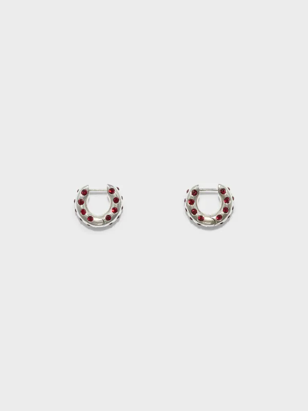 Alto Crystal and Palladium-Plated Hoop Earrings sold by Aeyde
