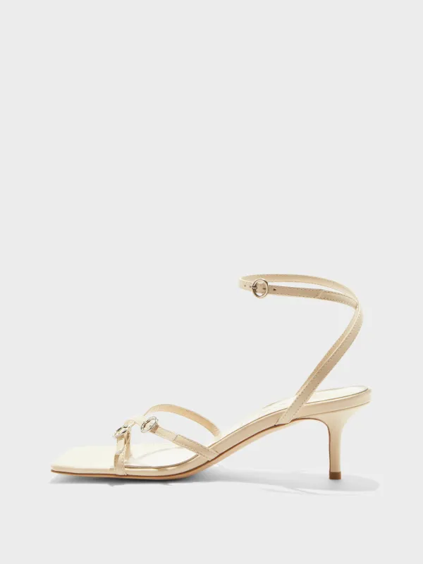 Libby Leather Kitten-Heel Sandals sold by Aeyde