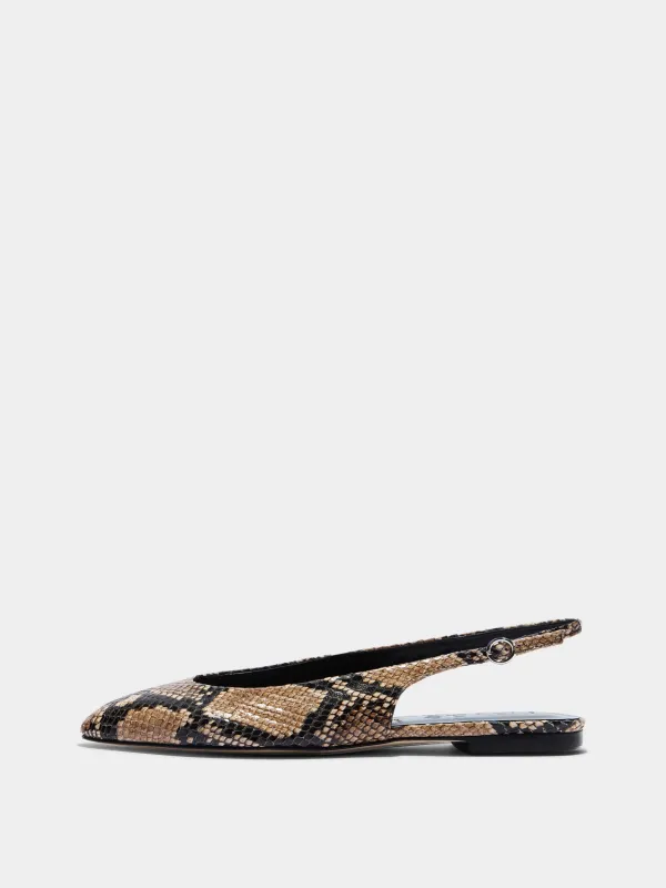 Amelia Snake Print Slingback Flats sold by Aeyde