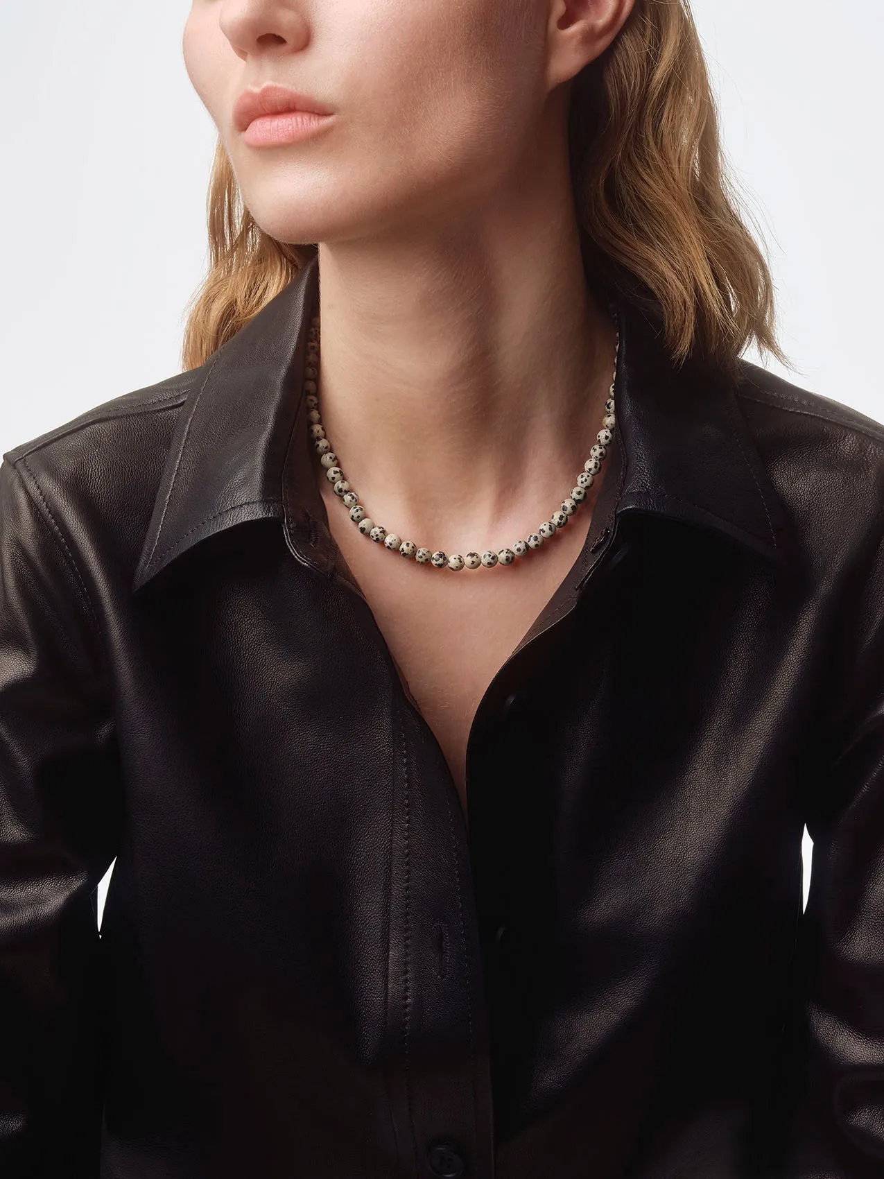 Saylor Diaspro Dalmata and Palladium-Plated Necklace sold by Aeyde product image thumbnail 4
