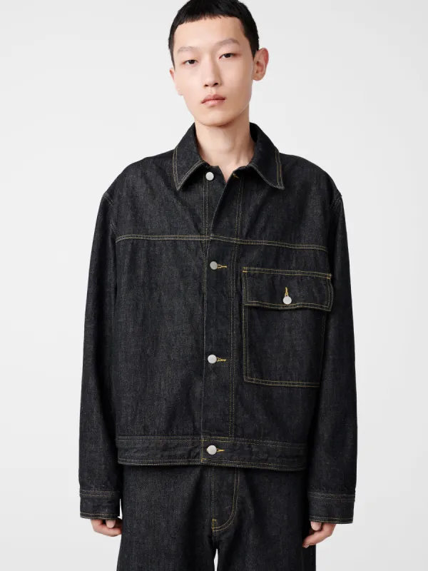 Petar Italian Denim Jacket in Black sold by Studio Nicholson
