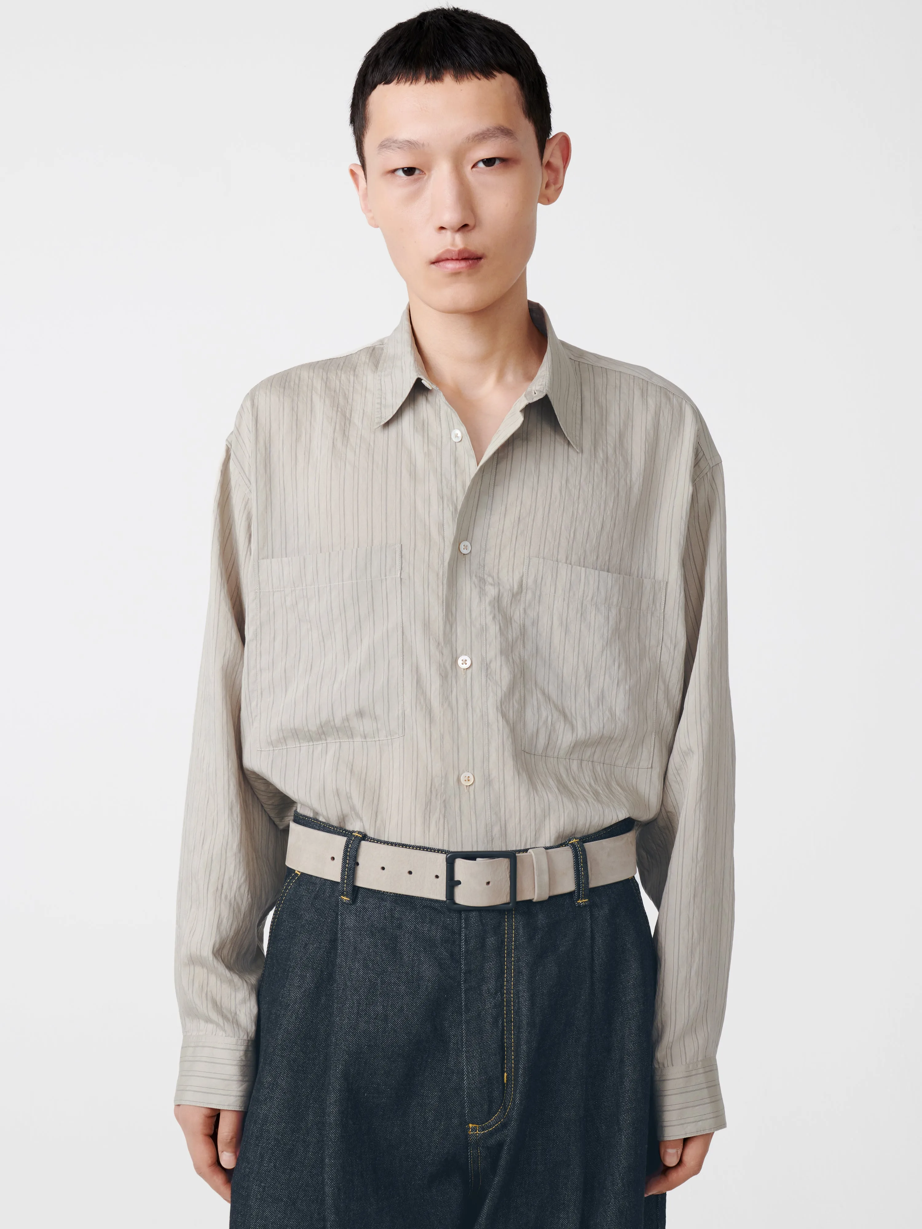 Salin Shirt in Pebble Black sold by Studio Nicholson product image thumbnail 4