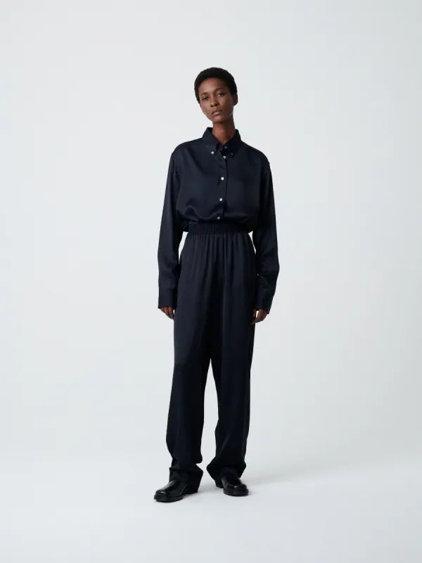 Bissett Viscose Shirt in Darkest Navy sold by Studio Nicholson