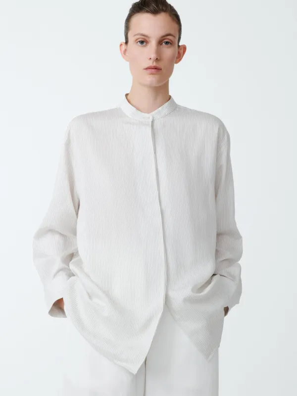 Faber Shirt in Black / White Stripe sold by Studio Nicholson