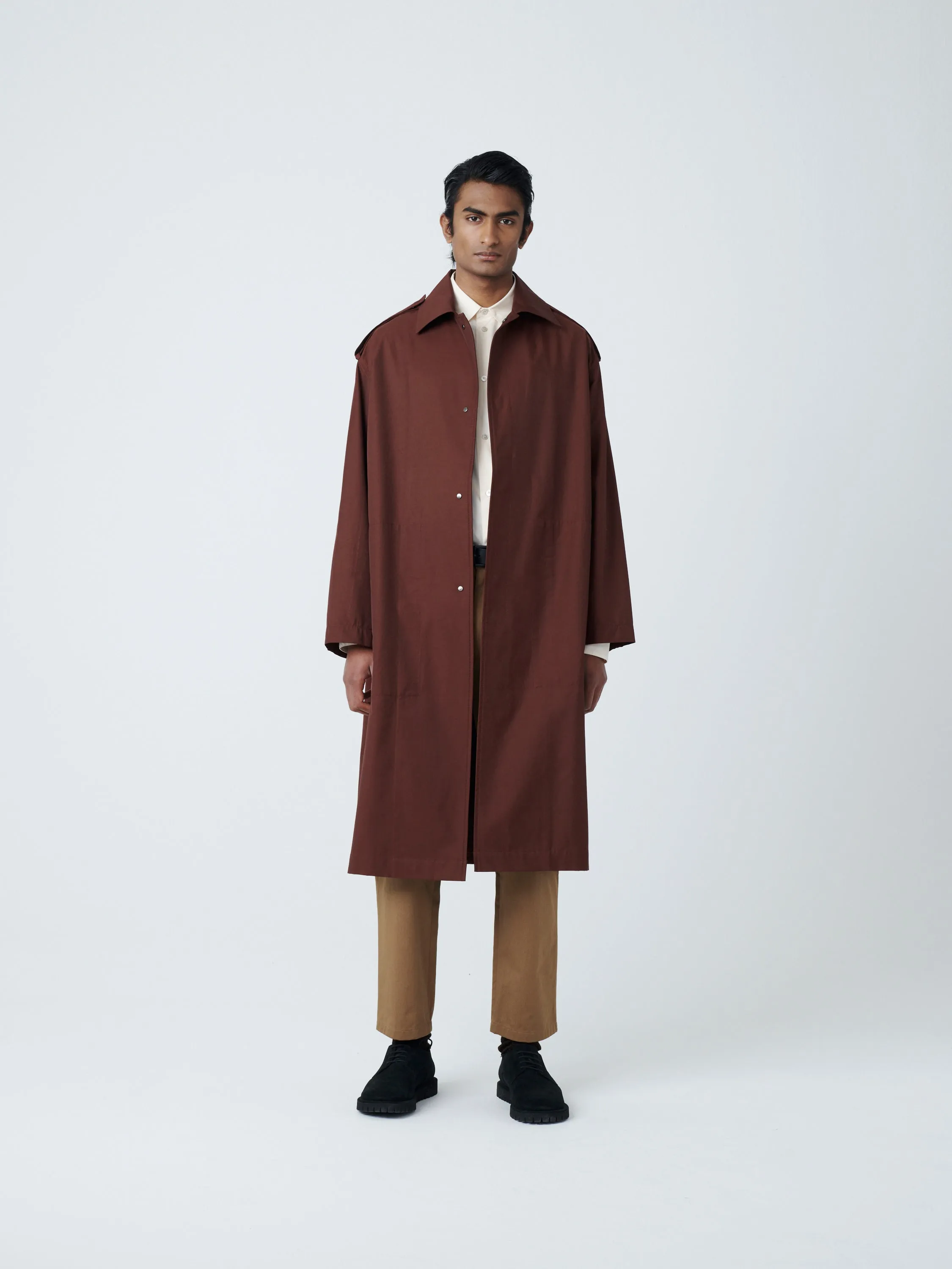 Marque Coat in Chestnut sold by Studio Nicholson