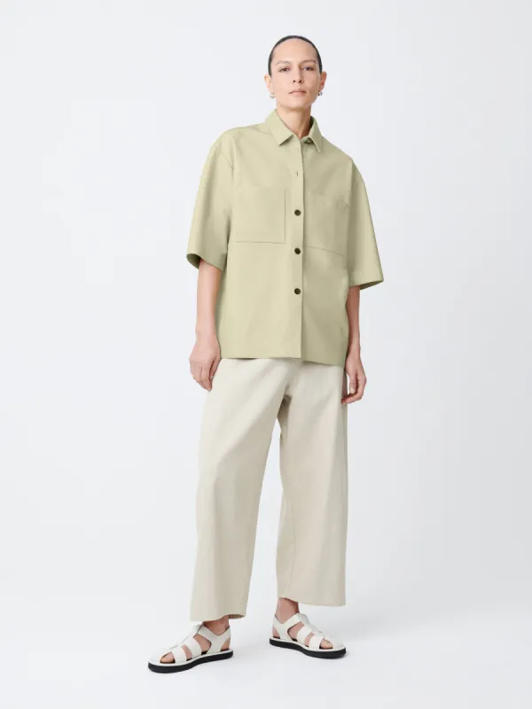 Porta Leather Shirt in Dove sold by Studio Nicholson