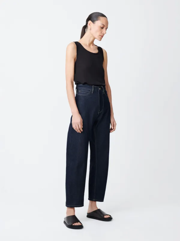 Ruthe Denim Pant in Raw Indigo sold by Studio Nicholson