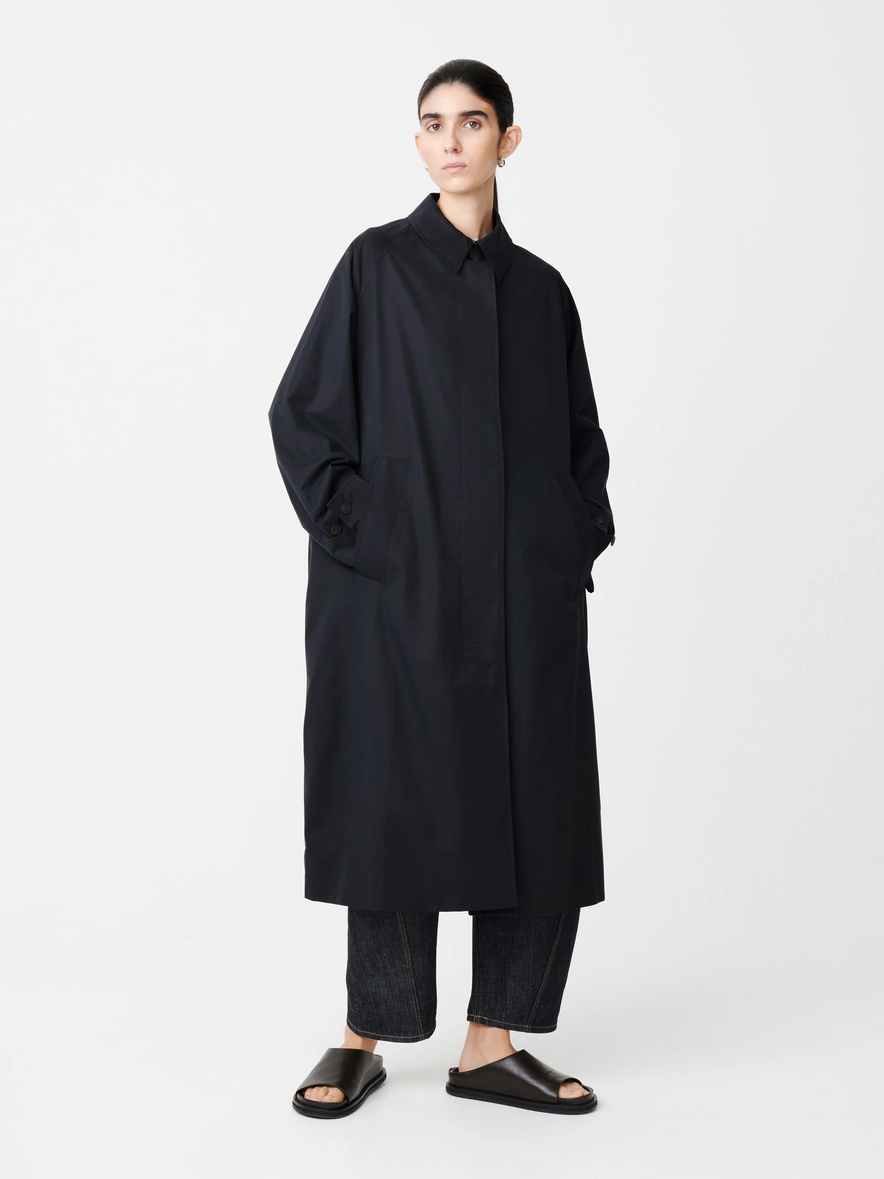 Holin Technical Cotton Coat in Dark Navy sold by Studio Nicholson product image thumbnail 5