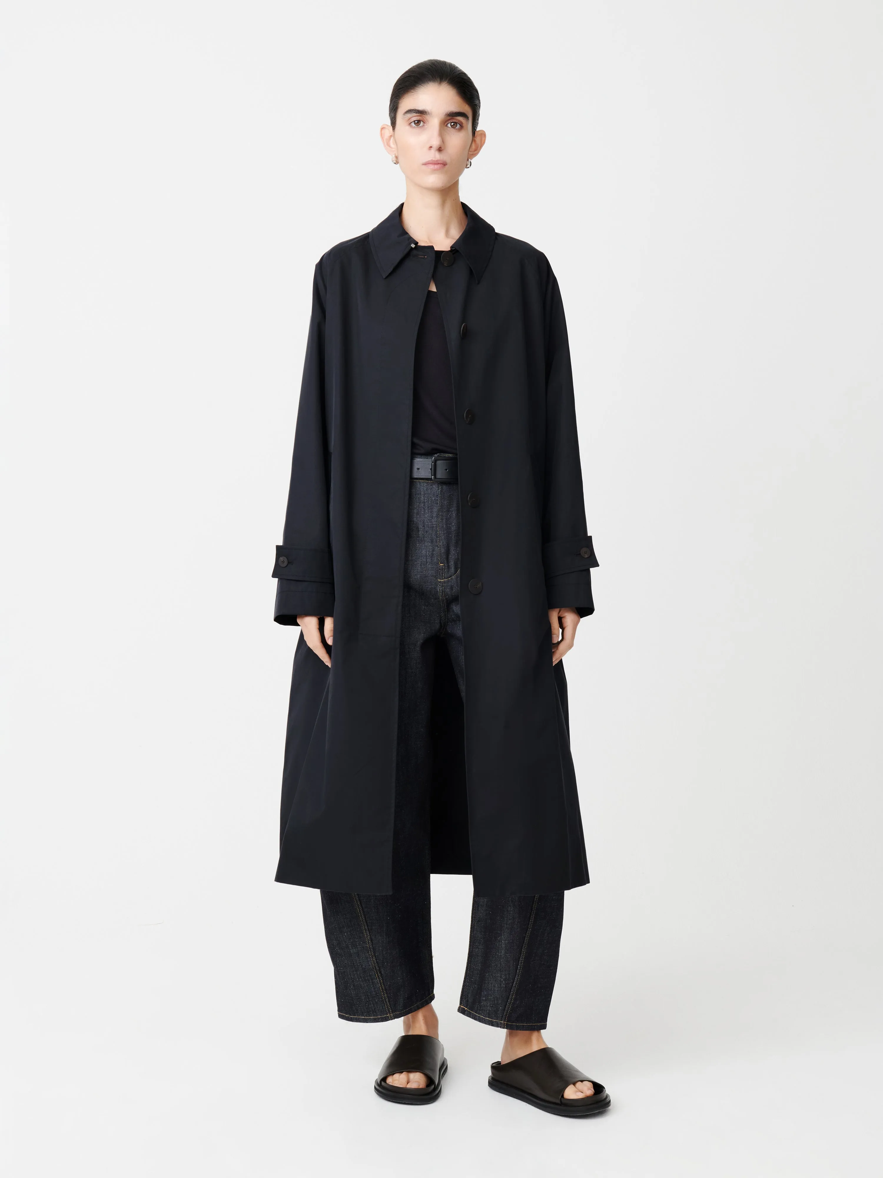 Holin Technical Cotton Coat in Dark Navy sold by Studio Nicholson