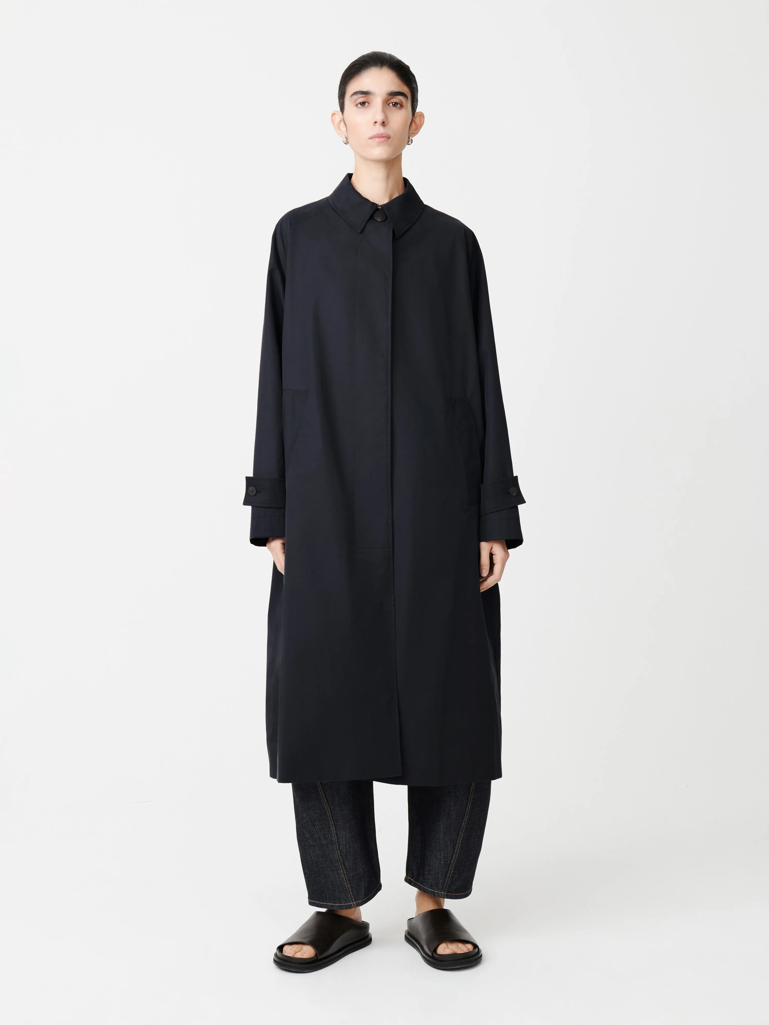 Holin Technical Cotton Coat in Dark Navy sold by Studio Nicholson product image thumbnail 3