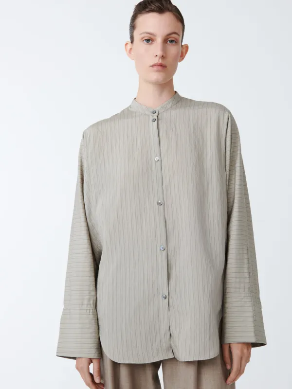 Bonsho Shirt in Pebble / Black Stripe sold by Studio Nicholson