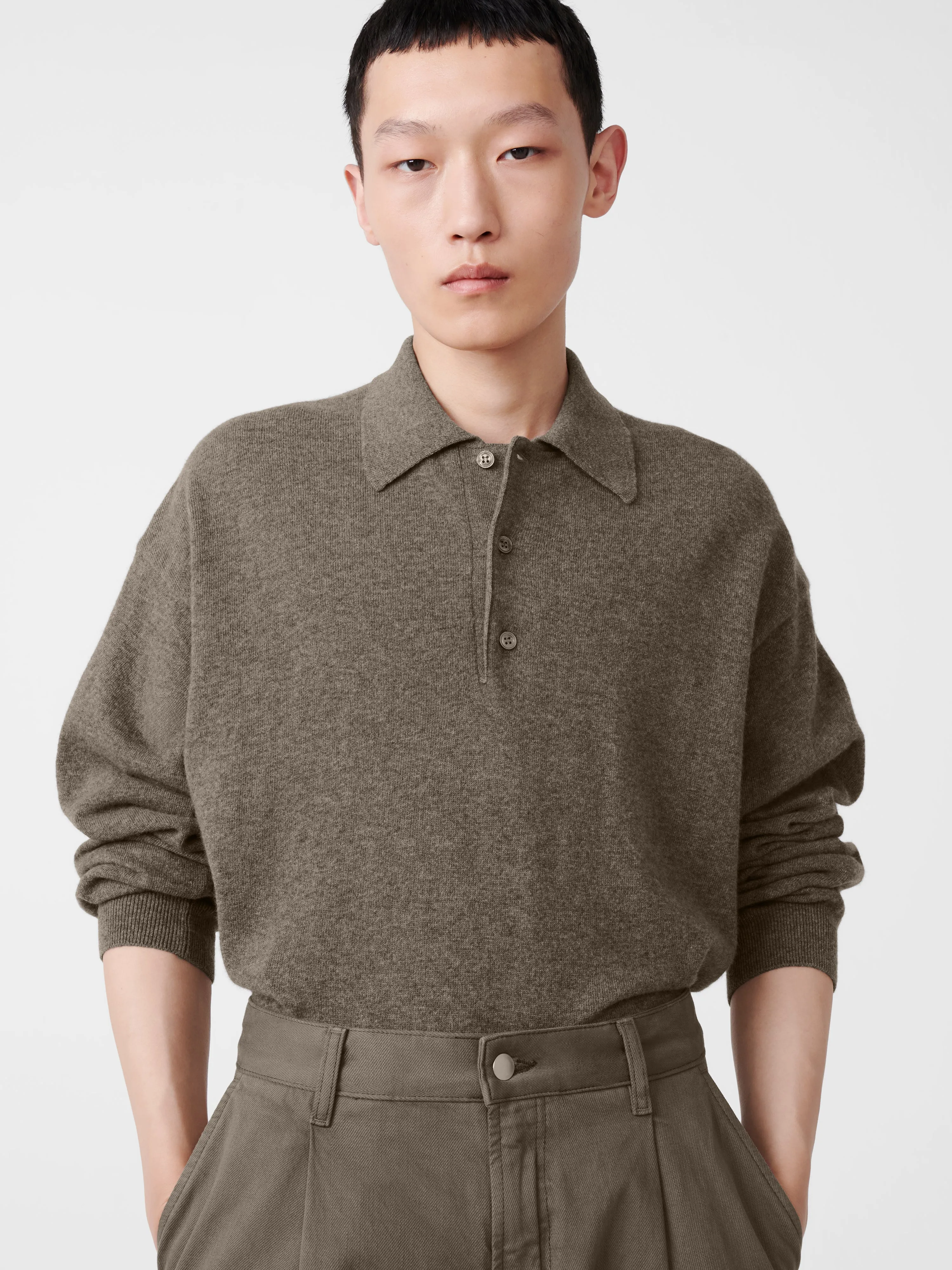 Noe Knit in Stone Melange sold by Studio Nicholson