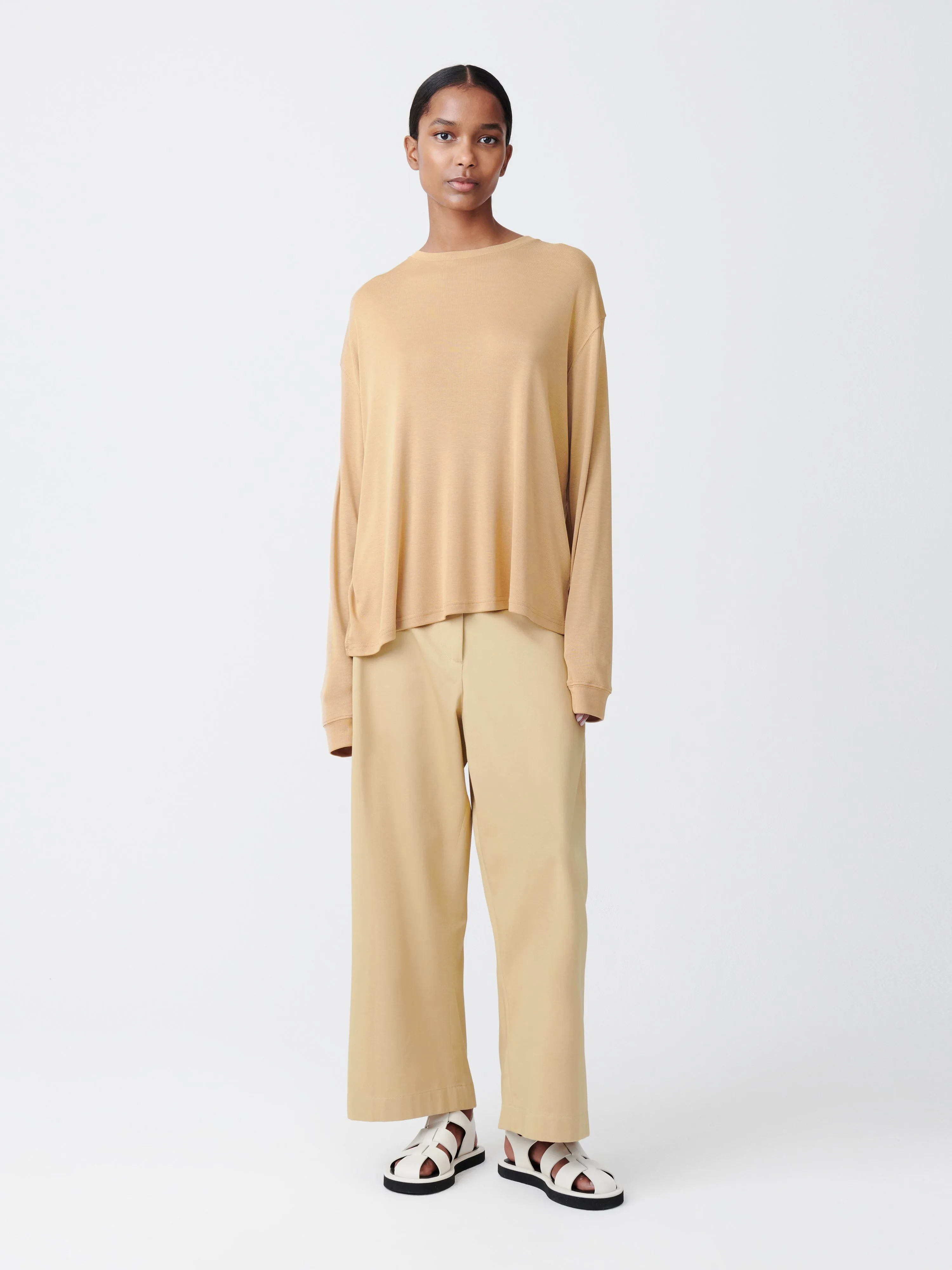 Simmons Lyocell T-Shirt in Sand sold by Studio Nicholson product image thumbnail 2