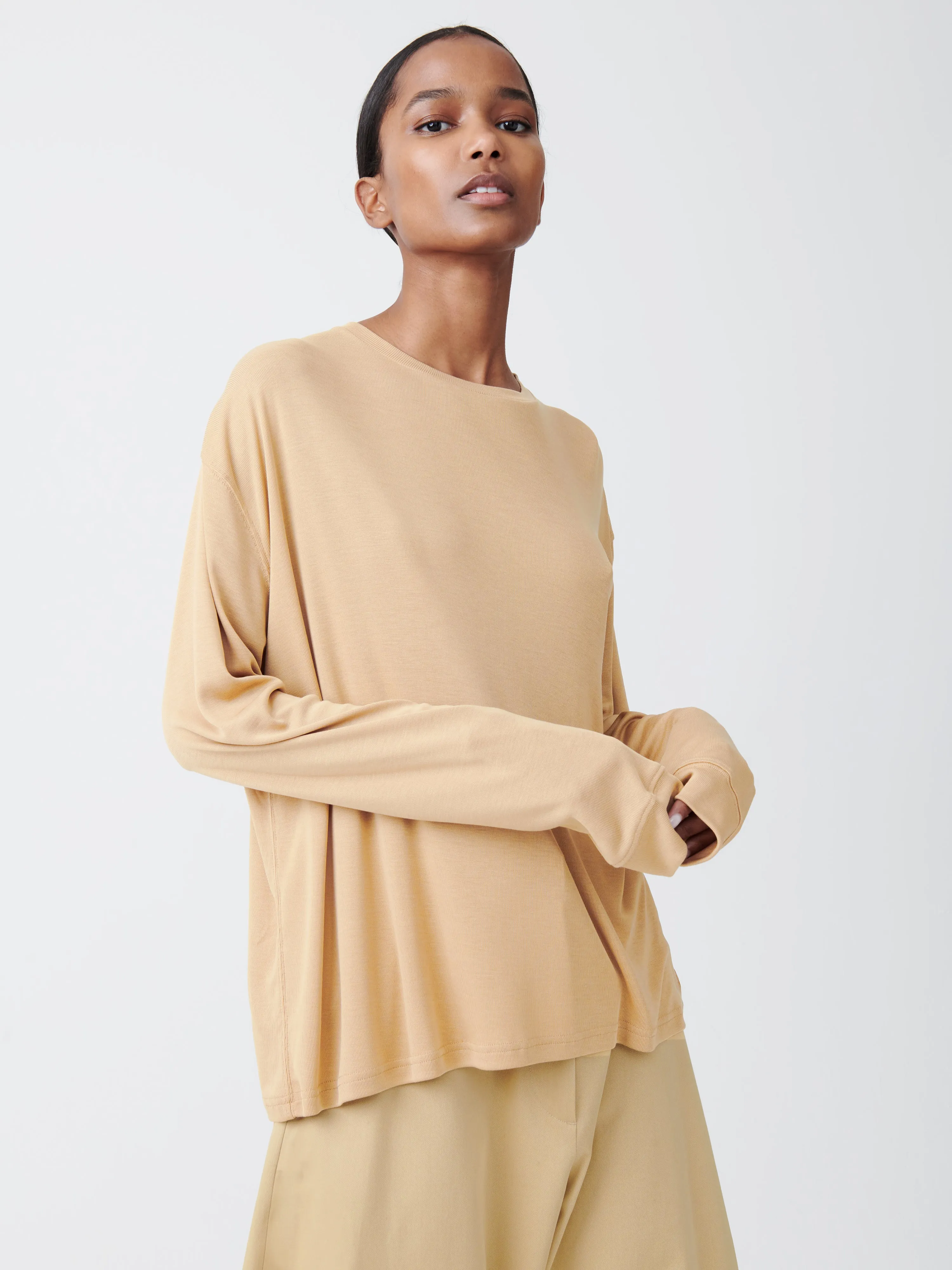 Simmons Lyocell T-Shirt in Sand sold by Studio Nicholson