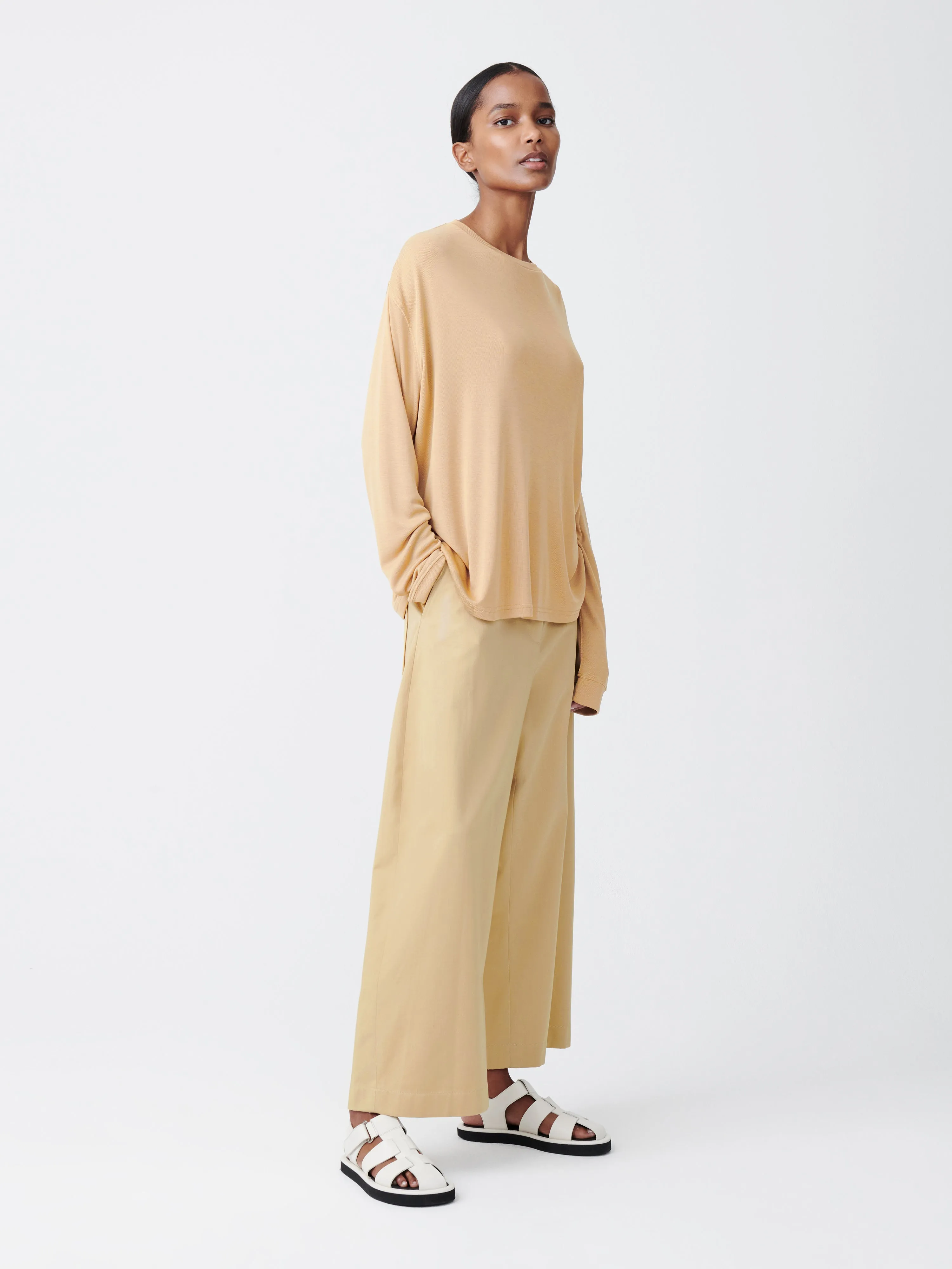 Simmons Lyocell T-Shirt in Sand sold by Studio Nicholson product image thumbnail 3