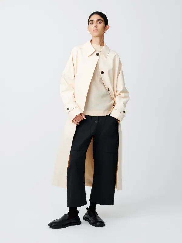 Holin Coated Cotton Coat in Linen sold by Studio Nicholson