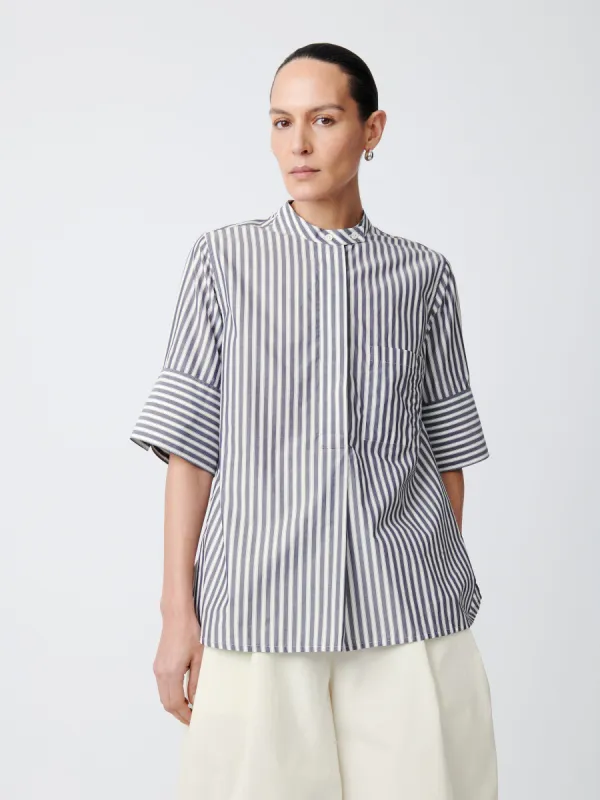 Malawi Shirt in Stripe Navy sold by Studio Nicholson