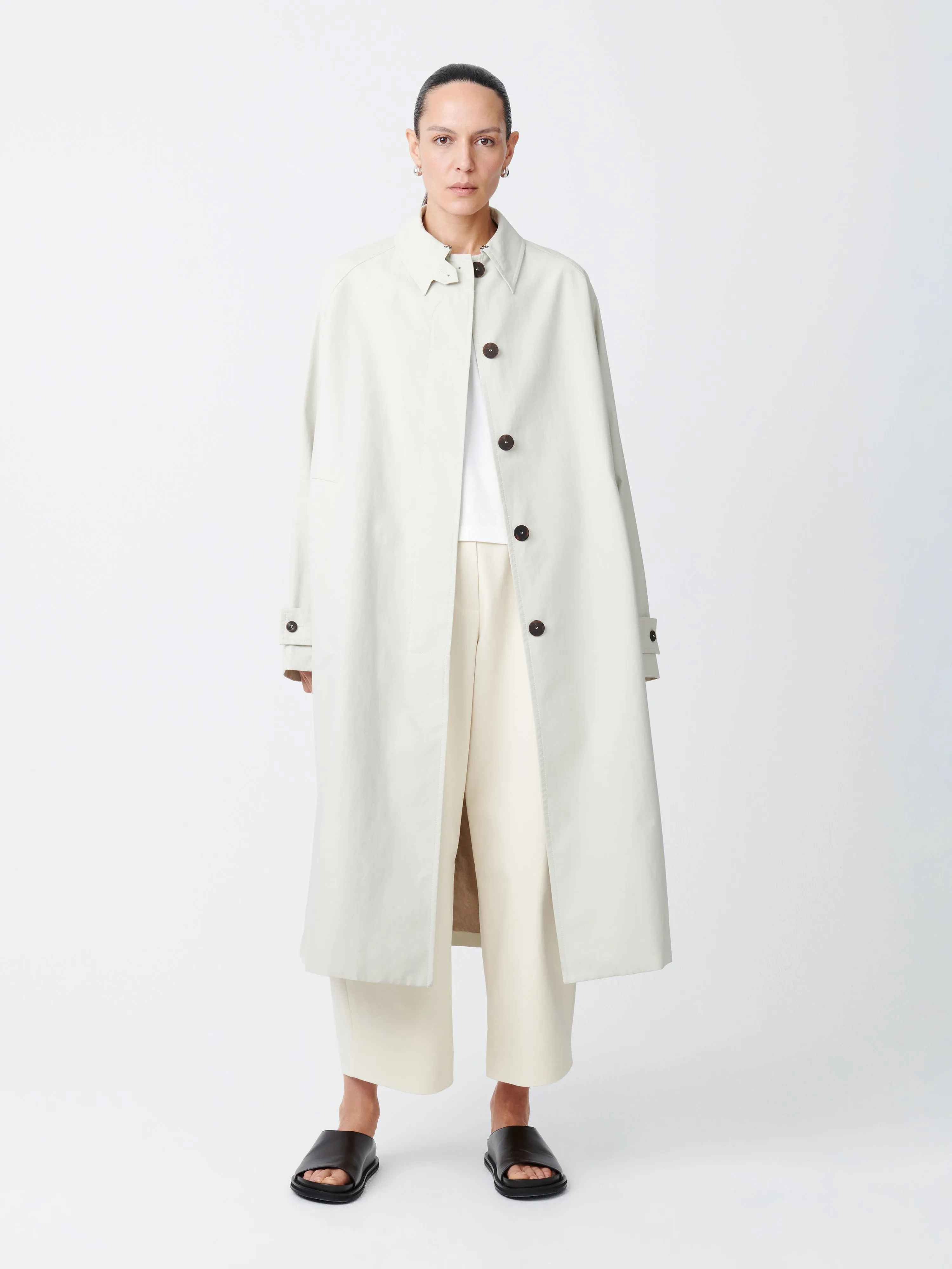 Holin Coated Cotton Coat in Dove sold by Studio Nicholson product image thumbnail 2