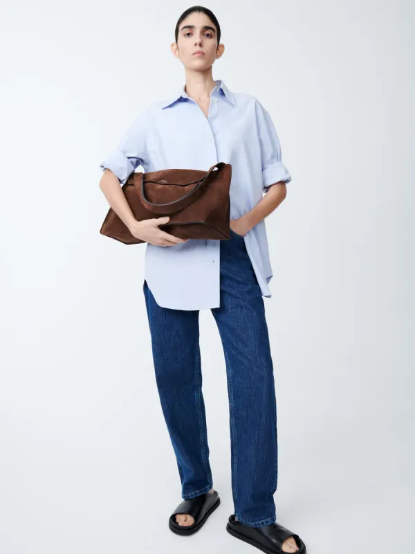 Shiboru Suede Bag in Cocoa made by Studio Nicholson