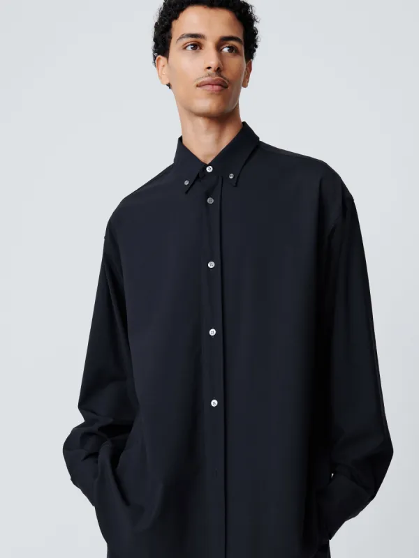Jude Tropical Wool Shirt in Darkest Navy sold by Studio Nicholson
