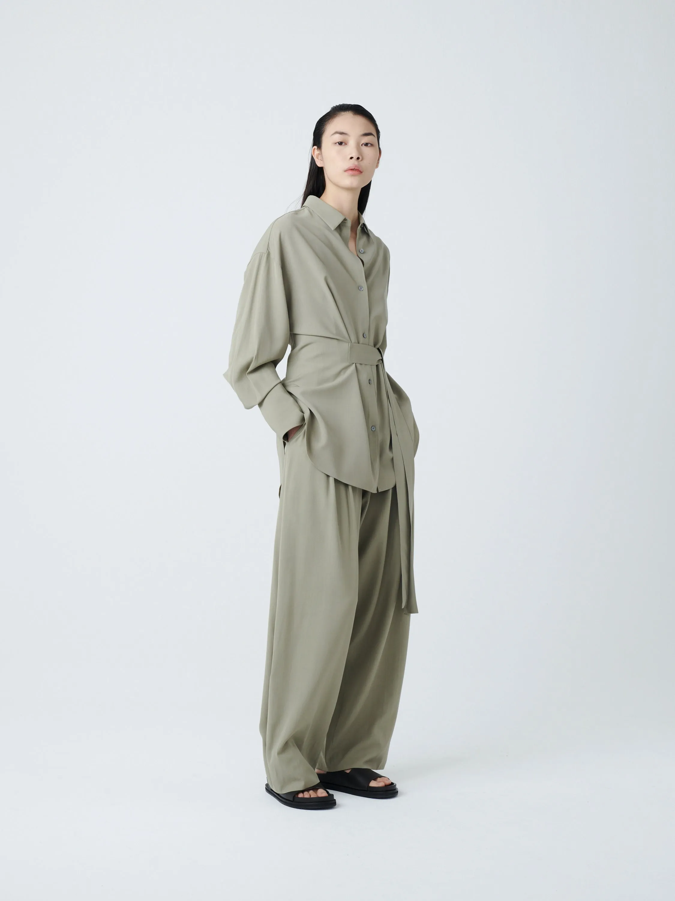 Condell Crepe Shirt in Pea sold by Studio Nicholson product image thumbnail 2