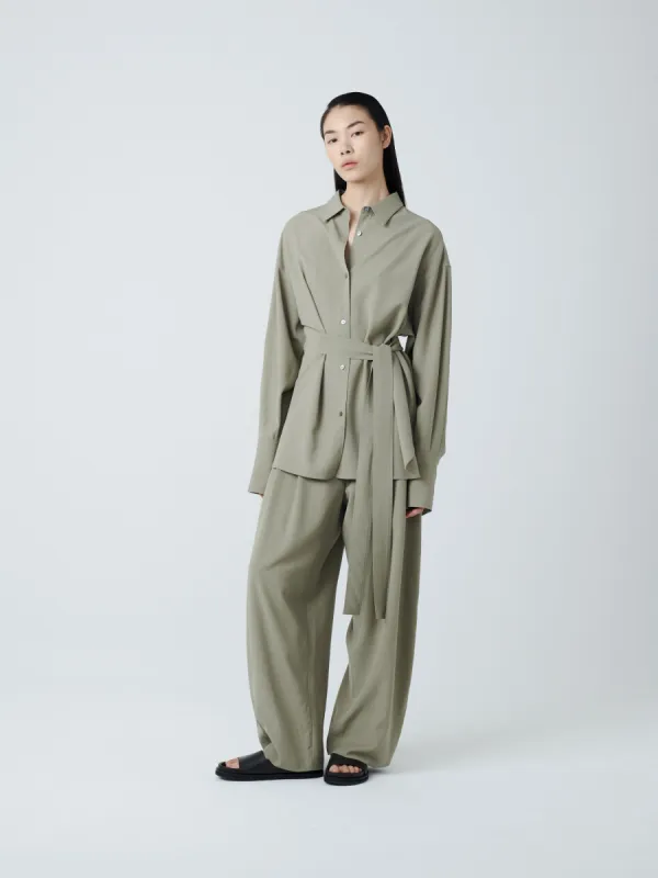 Condell Crepe Shirt in Pea sold by Studio Nicholson