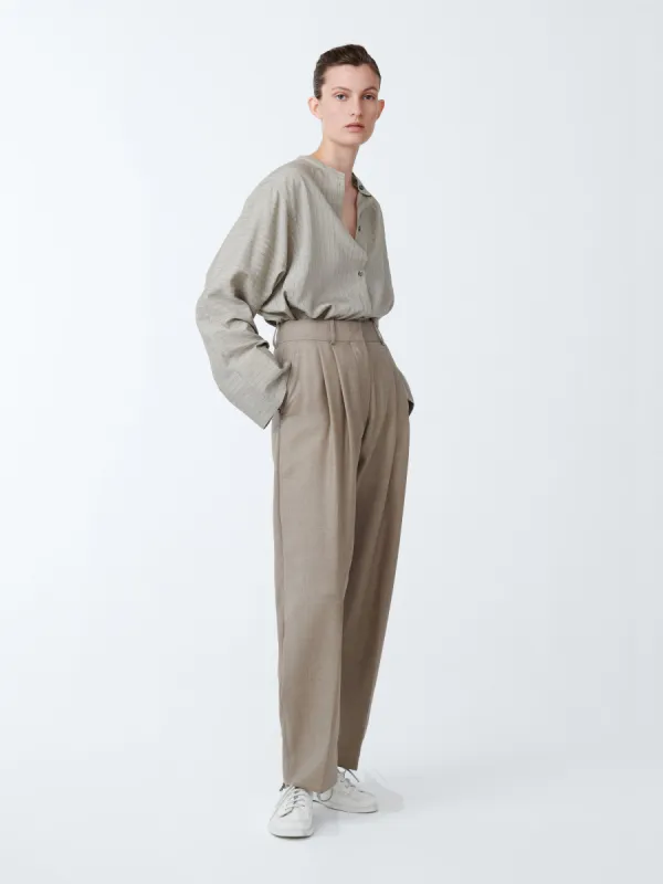 Sperro Tropical Wool Pant in Straw Melange sold by Studio Nicholson