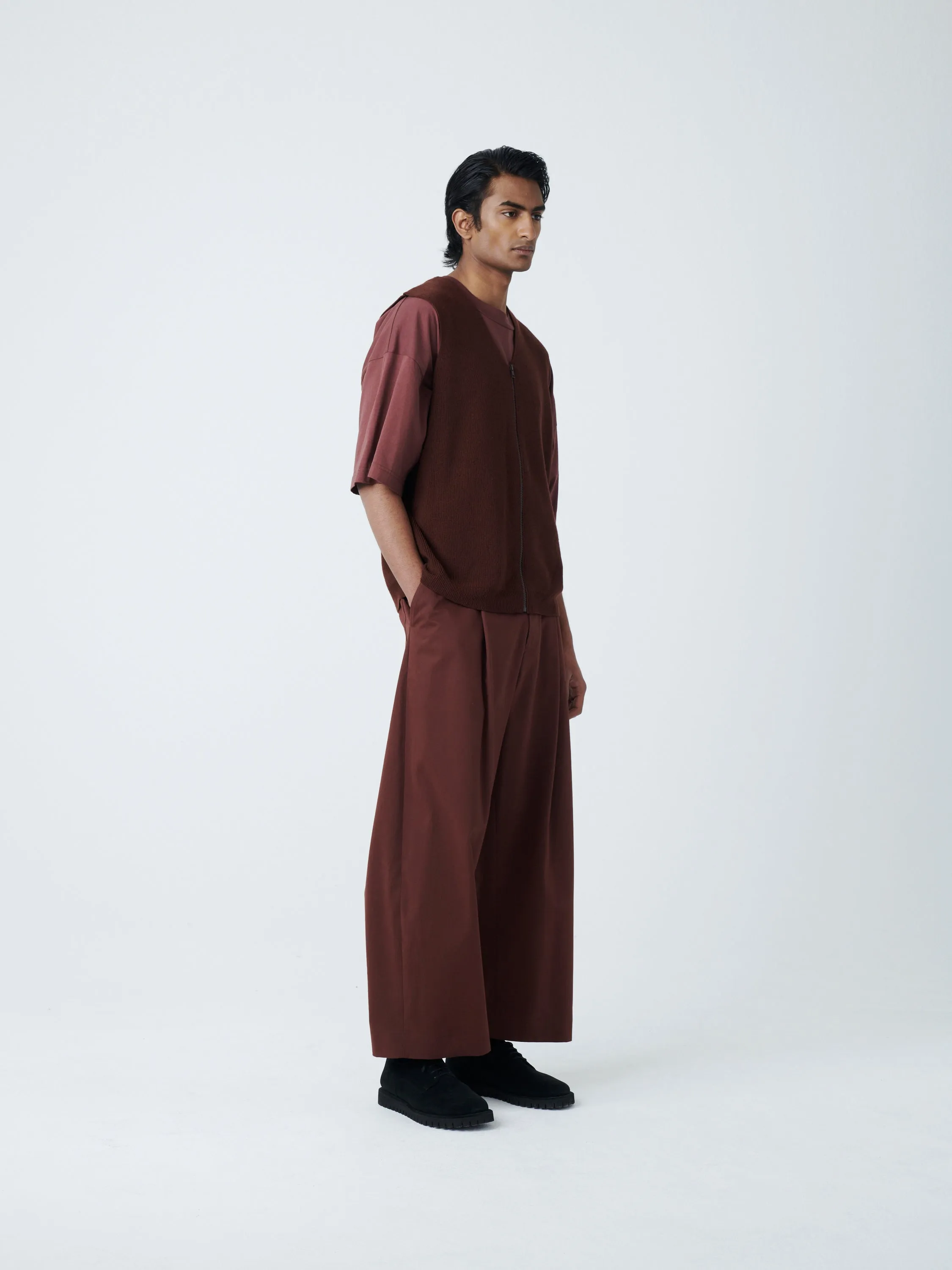 Hoku Knit Vest in Chestnut sold by Studio Nicholson product image thumbnail 2