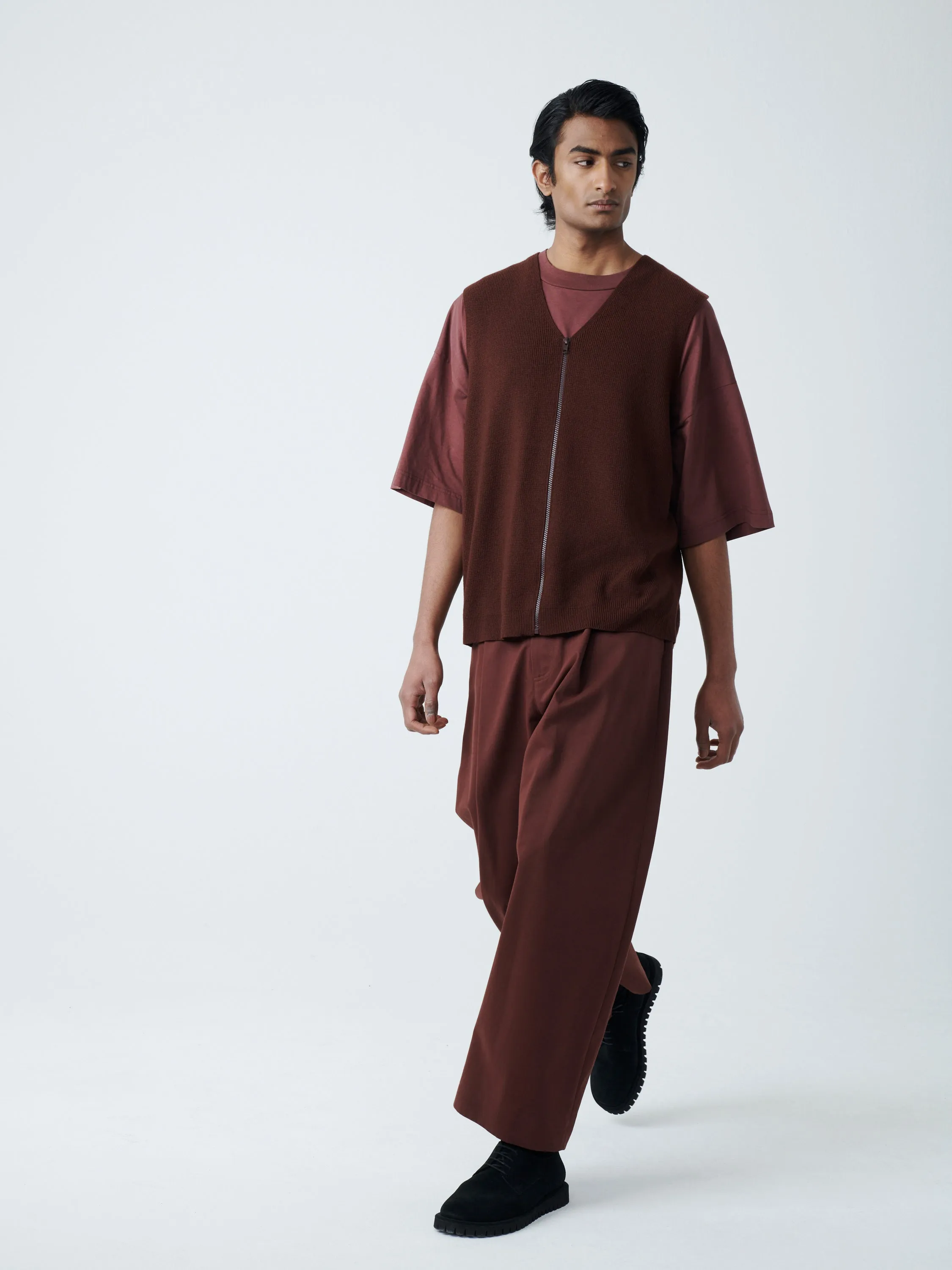 Hoku Knit Vest in Chestnut sold by Studio Nicholson product image thumbnail 5