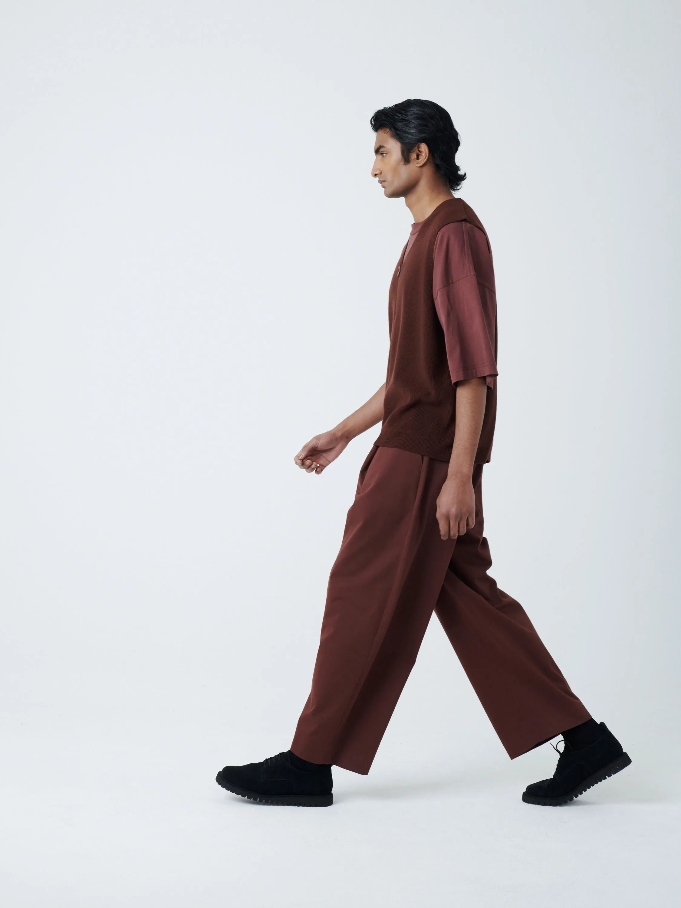 Hoku Knit Vest in Chestnut sold by Studio Nicholson product image thumbnail 4
