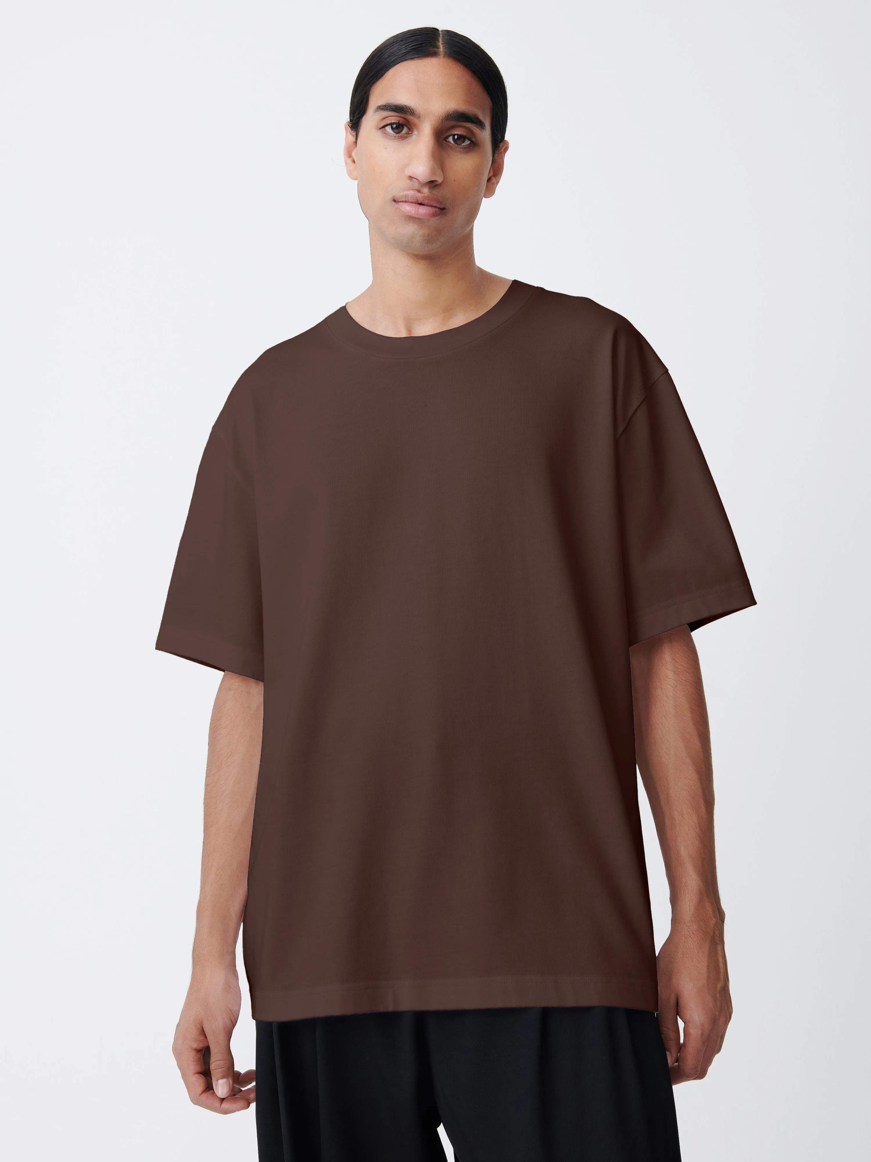 Lay T-Shirt in Chocolate sold by Studio Nicholson